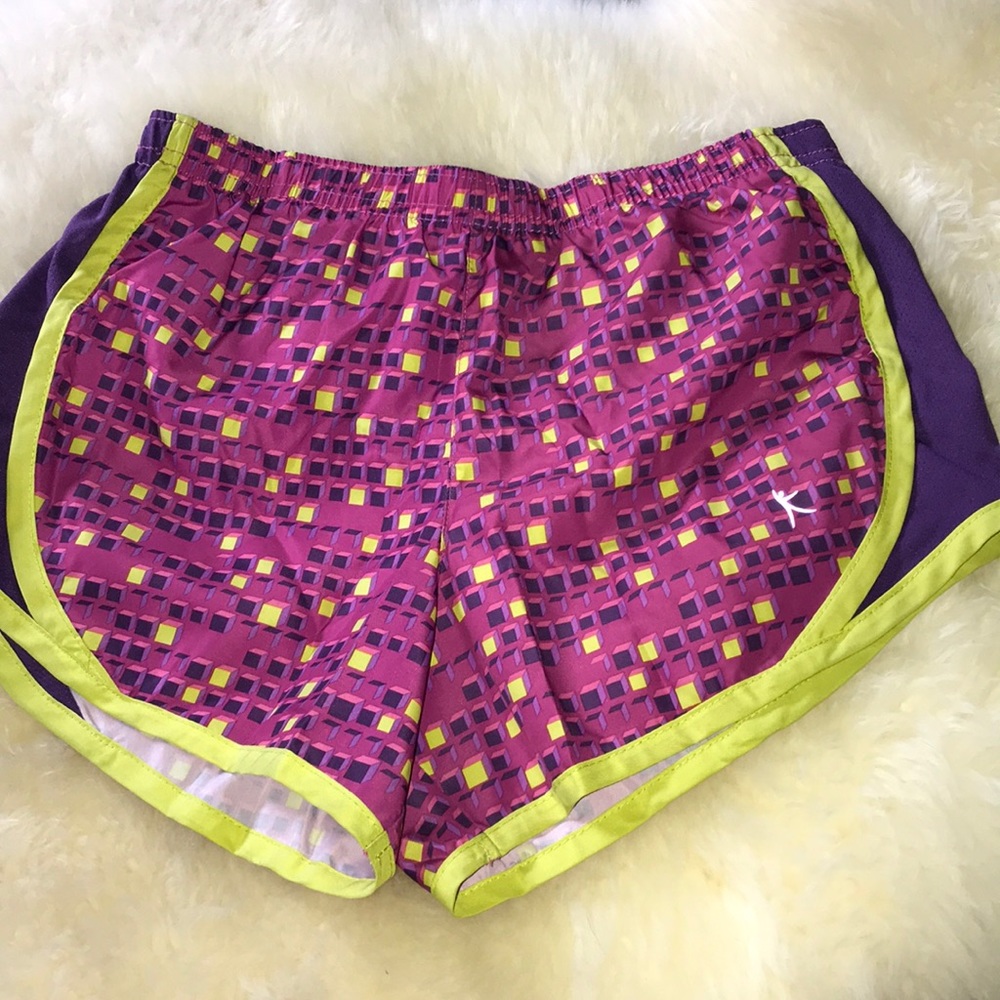Purple patterned gym shorts